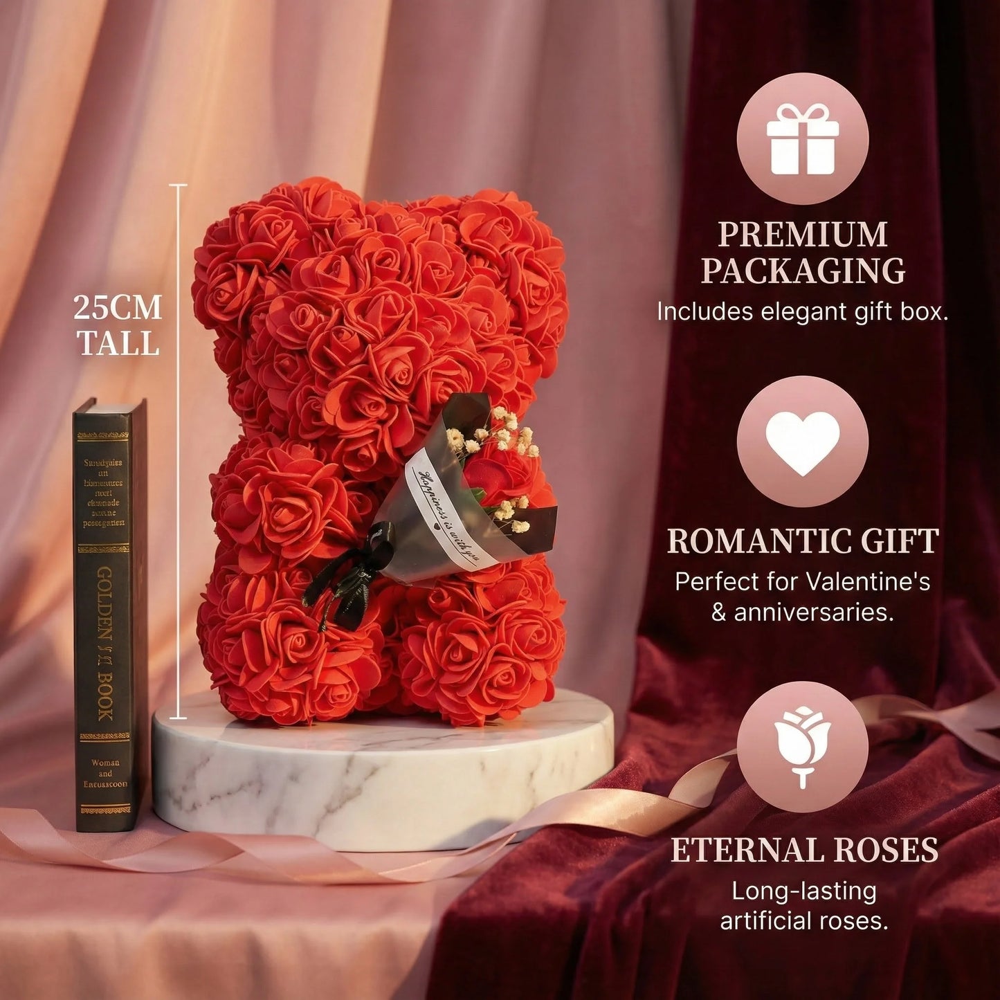 Eternal Rose Teddy Bear Keepsake